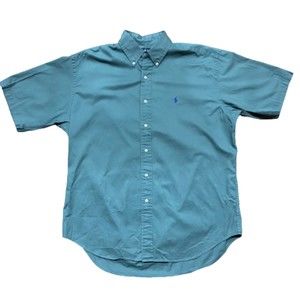 Polo Ralph Lauren Black Slate Green Button Down Shirt Vintage 90s Men's Size L